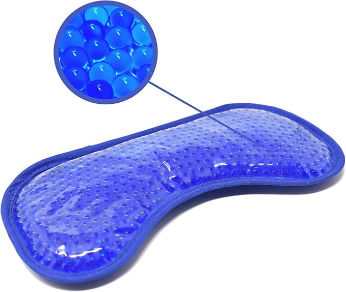 Plush Gel Eye Mask for Puffy Eyes, Blue - Cold Eye mask to Treat Dark Circles, Sinuses, Dry Eyes, and for Allergy Relief - Microwave Safe for Heat Therapy-Velvo Beauty