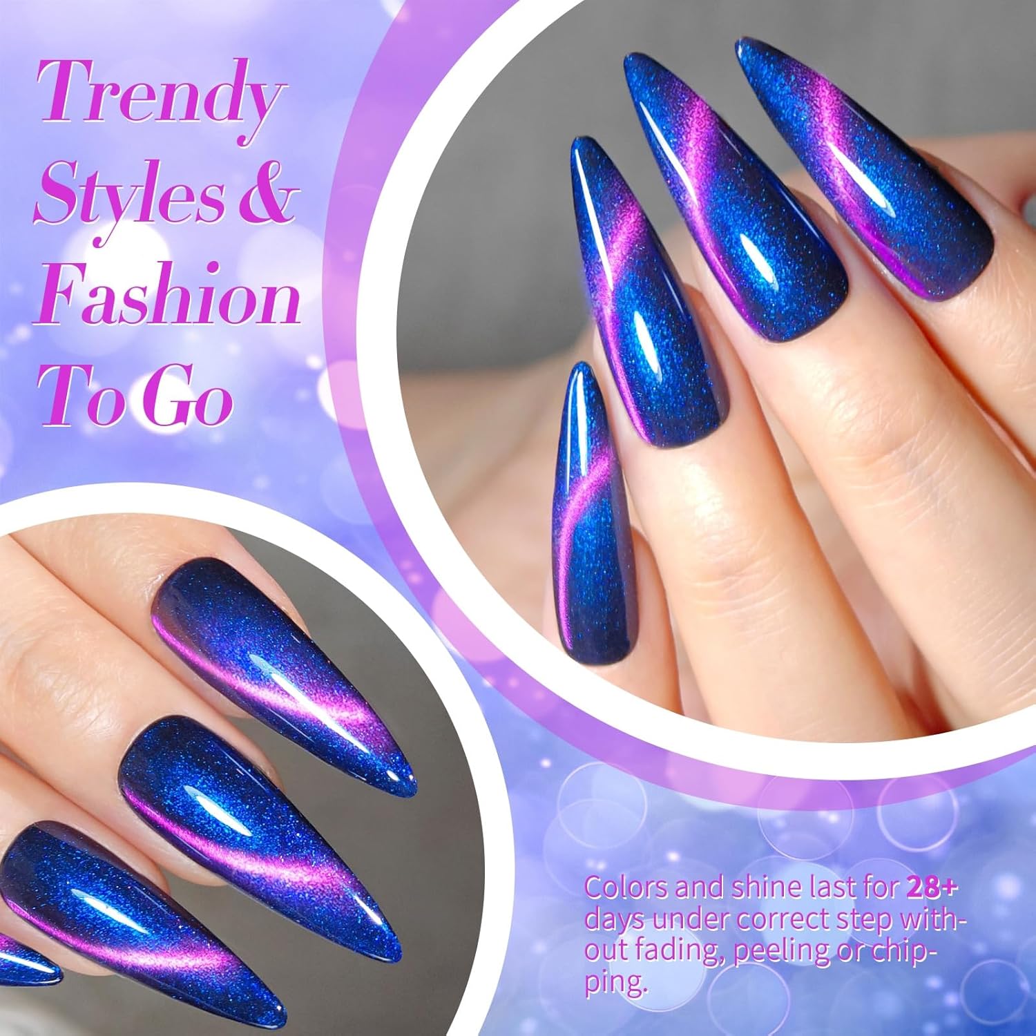 BORN PRETTY Cat Magnetic Eye Gel Nail Polish,Firefly Magnetic Gel Polish Blueberry Cat Magnetic Eye Gel Manicure Nail Art DIY 15ml-Velvo Beauty