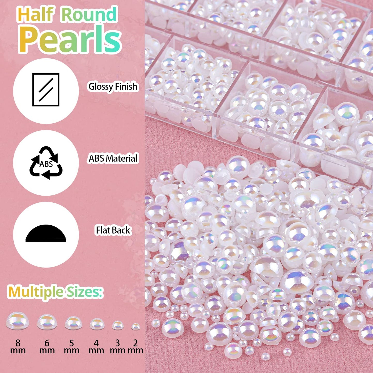 Colorful Flatback Face Gems and White AB Pearls for Makeup with Quick Dry Glue, Half Round Pearls Nail Art Rhinestones Glass Crystal Beads for Make-up Deco with Pickup Pencil + Tweezer-Velvo Beauty