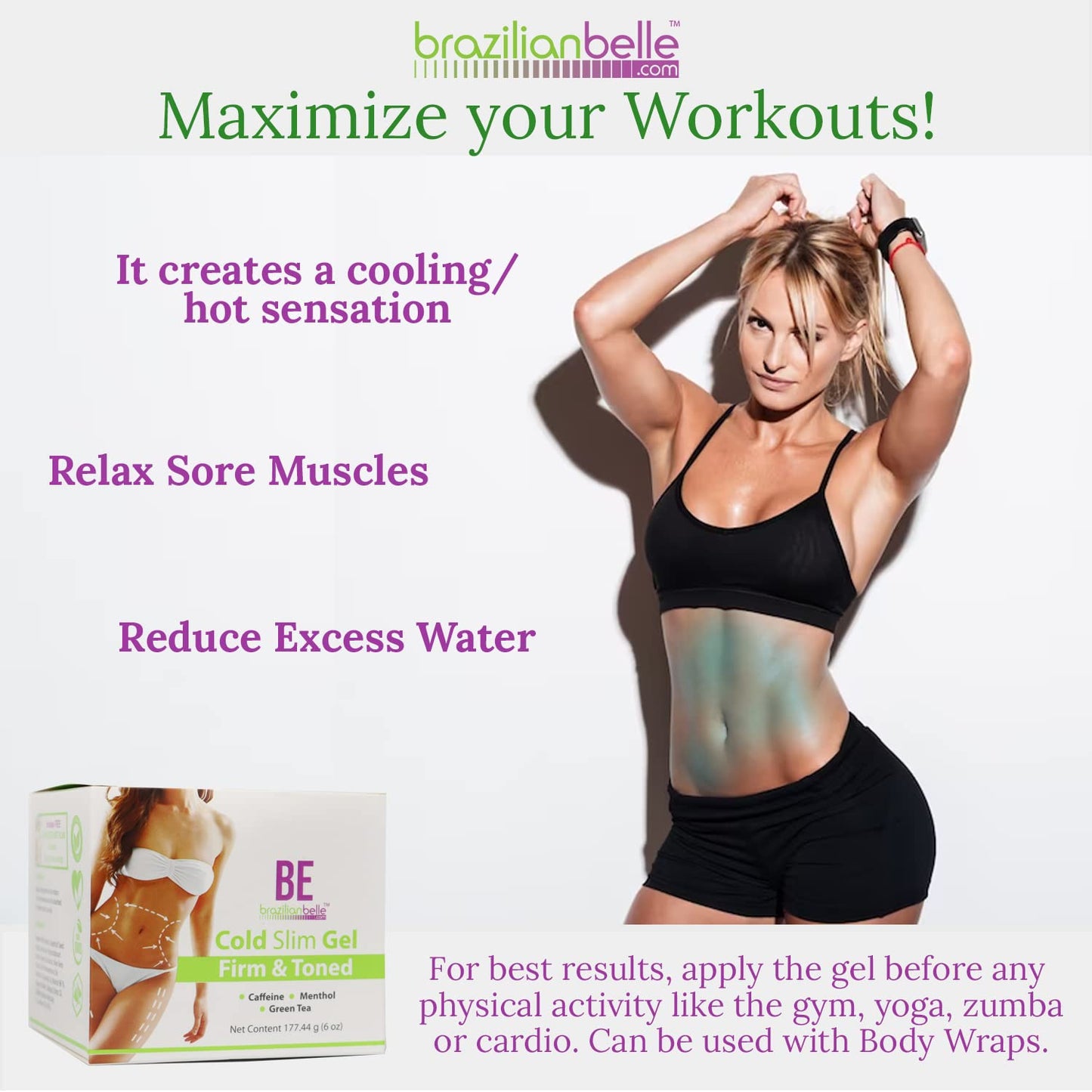 Brazilian Belle Cold Firmings Gel - Tightening & Anti Cellulite Cream with Caffeine - Advanced Firming & Body Firmings Gel for Loose & Sagging Skin - Suitable for All Skin Types-Velvo Beauty