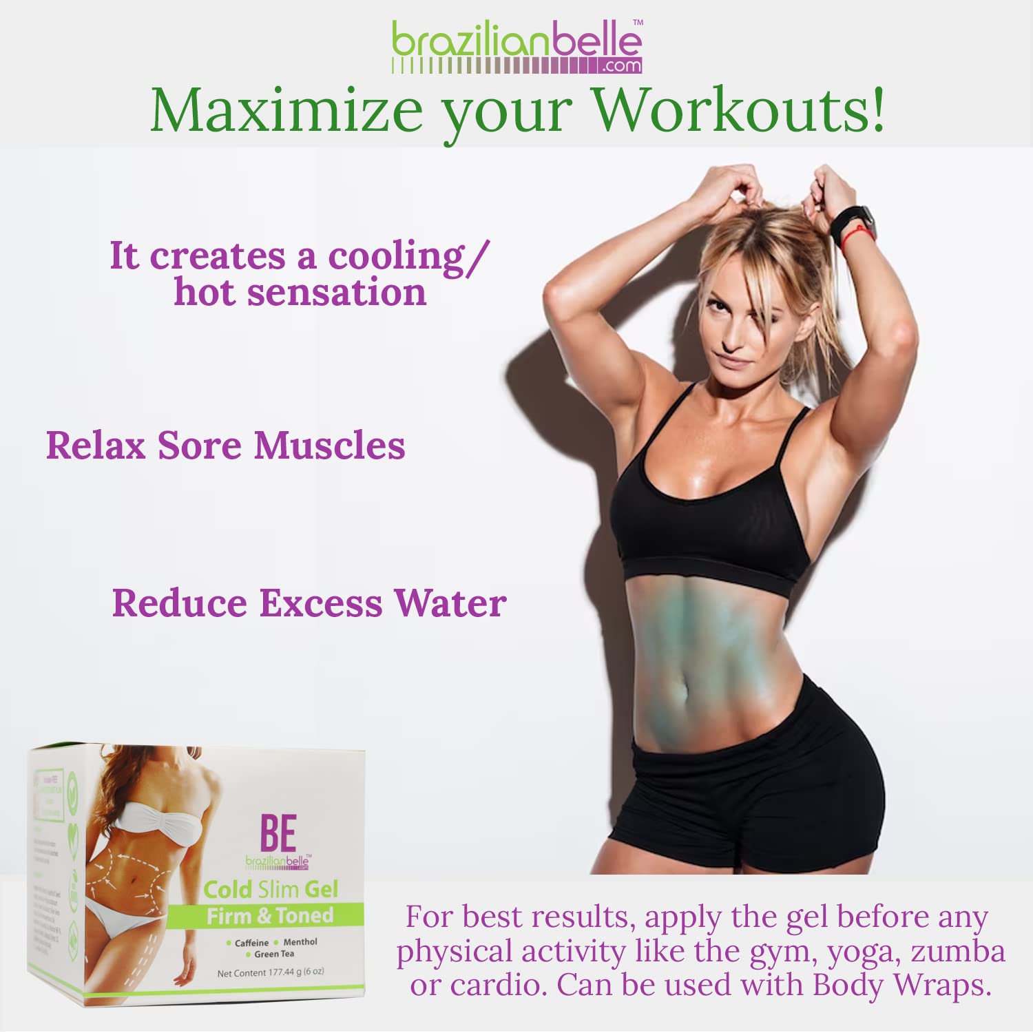 Brazilian Belle Cold Firmings Gel - Tightening & Anti Cellulite Cream with Caffeine - Advanced Firming & Body Firmings Gel for Loose & Sagging Skin - Suitable for All Skin Types-Velvo Beauty