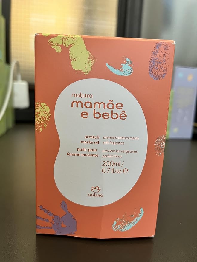 natura - Mamãe e Bebê Mom Stretch Marks Oil - Moisturizing Shower Oil - Skin Elasticity - 100% Vegan - Almond Oil - 97.3% Natural Origin - All Skin - Cruelty Free - Baby Essentials - 6.7 fl oz (200ml)-Velvo Beauty