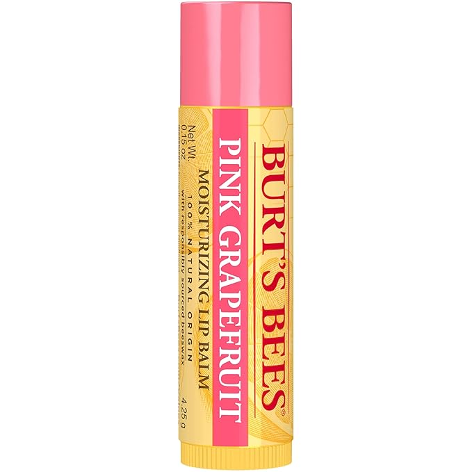 Burt's Bees 100% Natural Moisturizing Lip Balm, Pink Grapefruit with Beeswax & Fruit Extracts, 1 Tube-Velvo Beauty