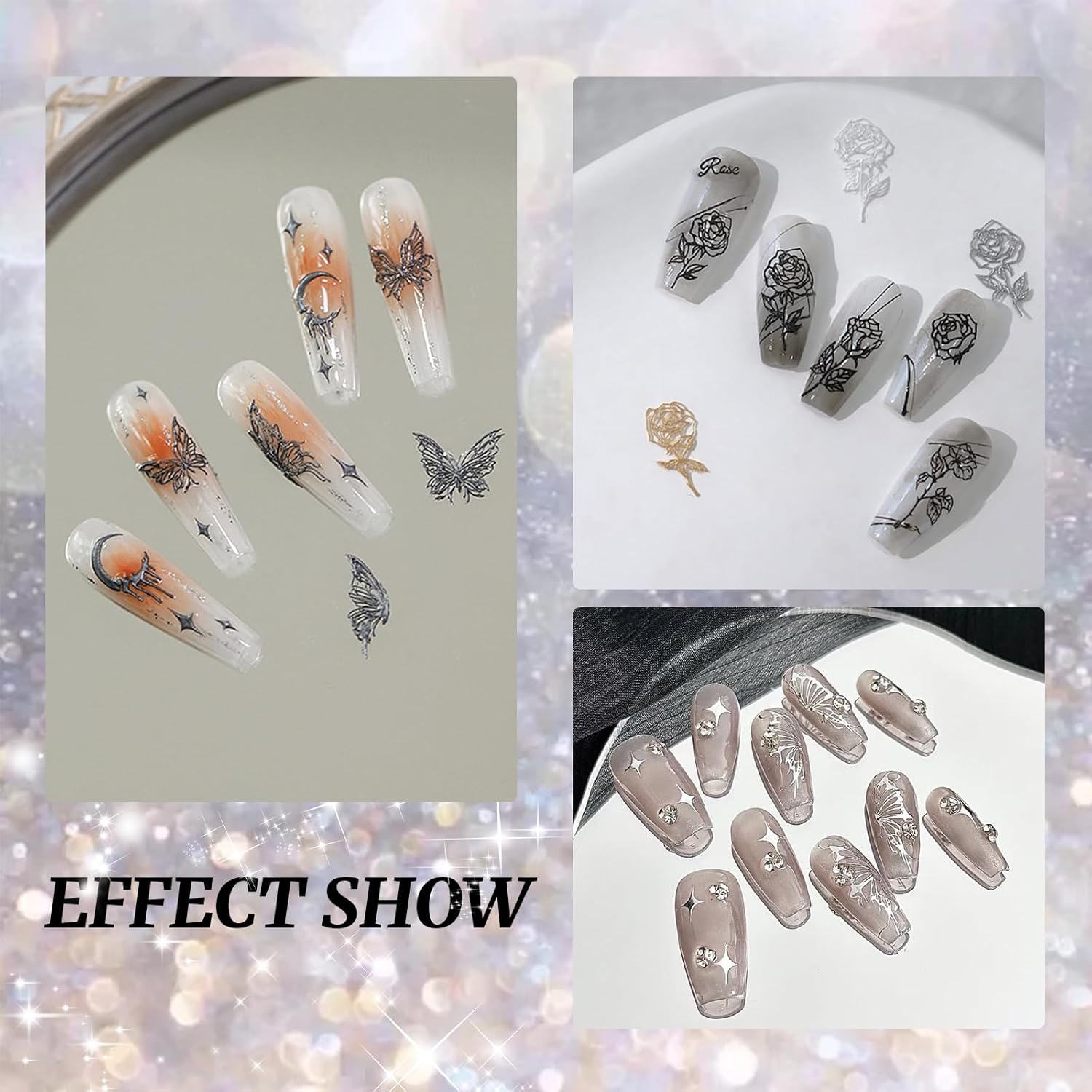 Nail Art Silicone Mold, Rose Nail Decoration Silicone Mold, 3D Nail Art Carving Mold Templates for Precise Embossed Pattern, Nail Tools Nail Charms for Acrylic Nail DIY Craft-Velvo Beauty