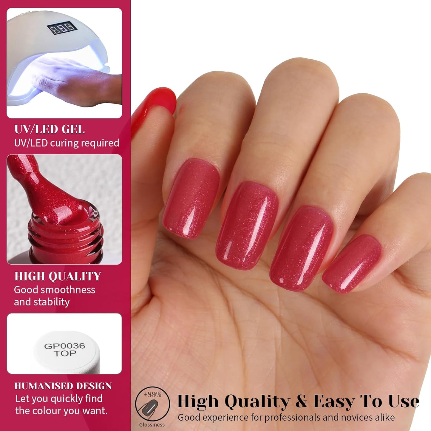 Dark Peach Glitter Gel Polish, Golden Sparkly Deep Peach Red Gel Nail Polish, 15ml UV/LED Soak Off Gel Polish for Manicure Salon or DIY Nail Art at Home - GP0093-Velvo Beauty