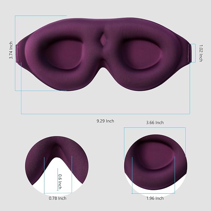 ALASKA BEAR 100% Blackout Sleep Mask for Women and Men, 3D Pillowy Soft Light Blocking Eye Mask with Contoured Eye Cups, Earplugs Set, Purple-Velvo Beauty