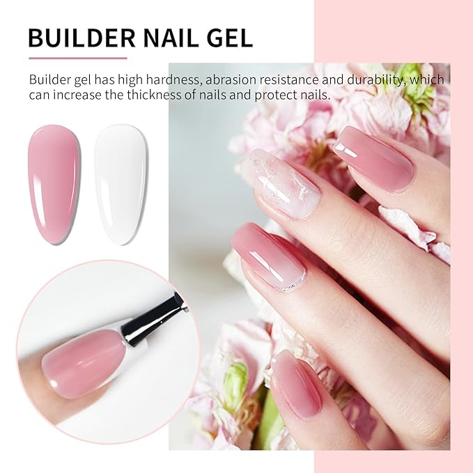 JODSONE 4 Bottles of 10 ML Capacity Builder Gel Nail Set Building Nail for Nail Apex and Extension Strengthener Hard Need to Cured By Nail Lamp-Velvo Beauty