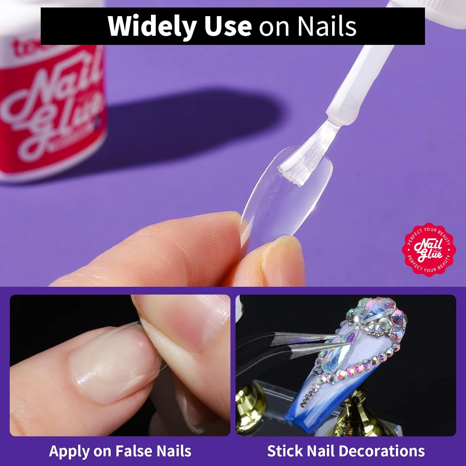 Teenitor Nail Glue for Press Ons, 3 Pack Best Nail Glue for Gel Tips with Nail Files, Super Strong Nail Glue for Broken Nail Brush on Nail Glue for Press on Nails-Velvo Beauty