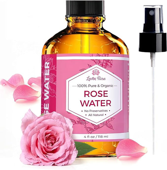 Rose Water Spray for Face by Leven Rose - Pure Natural Moroccan Rosewater Hydrosol Face Spray - Organic Rose Water for Hair 4 oz-Velvo Beauty