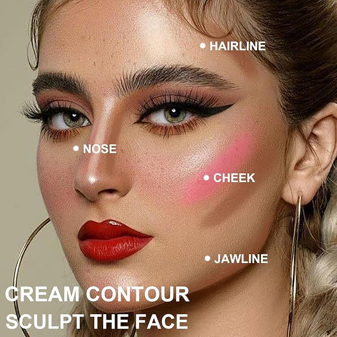 3 Pcs Face Contour Stick Kit, Matte Finish Face Stick Trio with Bronzer Blush Highlighter and Brush, Long Lasting Waterproof Cream Beauty Wand Makeup Set for Sculpt Glowing Face Look (#4, 10, 14)-Velvo Beauty