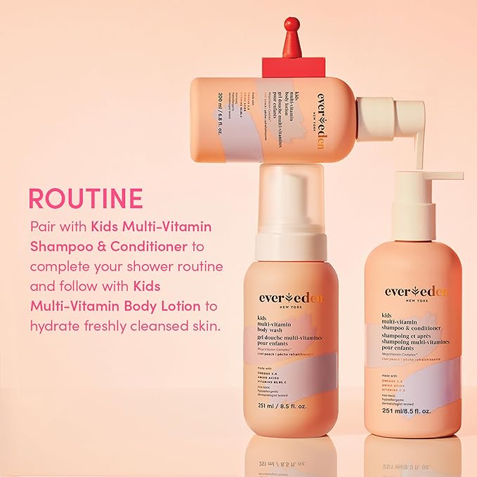 Evereden Kids Shampoo and Conditioner 2 in 1: Cool Peach, 8.5 fl oz. | Gentle Kids Skin Care | Non-toxic and Clean Ingredients-Velvo Beauty