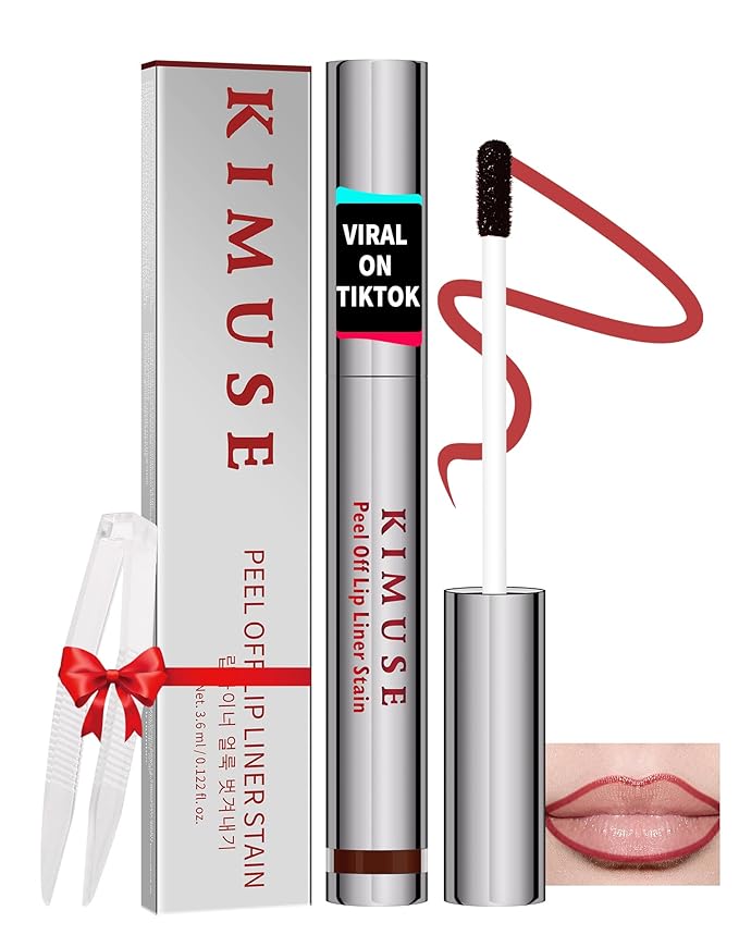 KIMUSE Lip Stain Peel Off, Peel Off Lip Liner Stain with Tweezer, Long Lasting, Waterproof, Transfer Proof Lipstains Color, Smudge-Free, Easy Removal, Matte Finish-Velvo Beauty