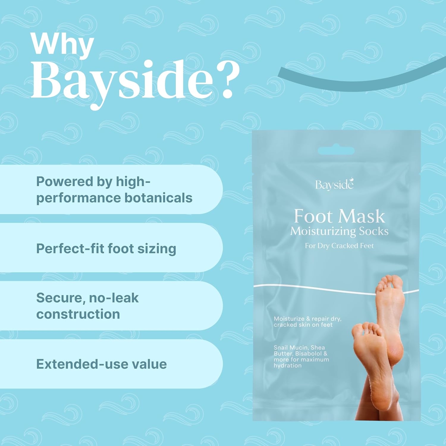 Foot Mask Moisturizing Socks for Dry Cracked Feet | Hydrates with Snail Mucin Shea Butter Hyaluronic Acid Bisabolol Vitamin E | Exfoliating Foot Mask for Callus Removal Dead Skin and Soft Feet-Velvo Beauty