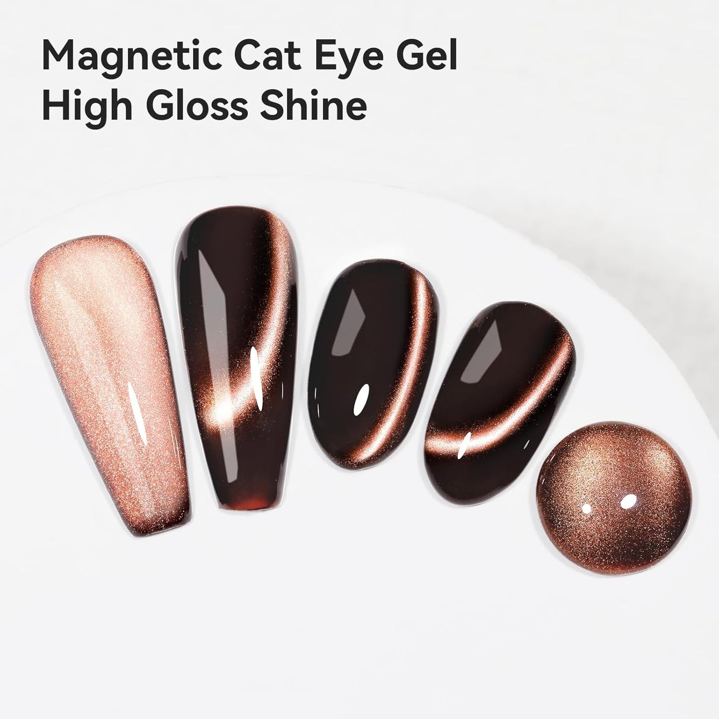 Cat Eye Nail Polish, Dark Brown, Moonlight Magnetic Gel Nail Polish With Magnet Stick, Glitter Holographic Shimmer UV Velvet Gel Nail Art Manicure Salon DIY Home, 12ML-Velvo Beauty