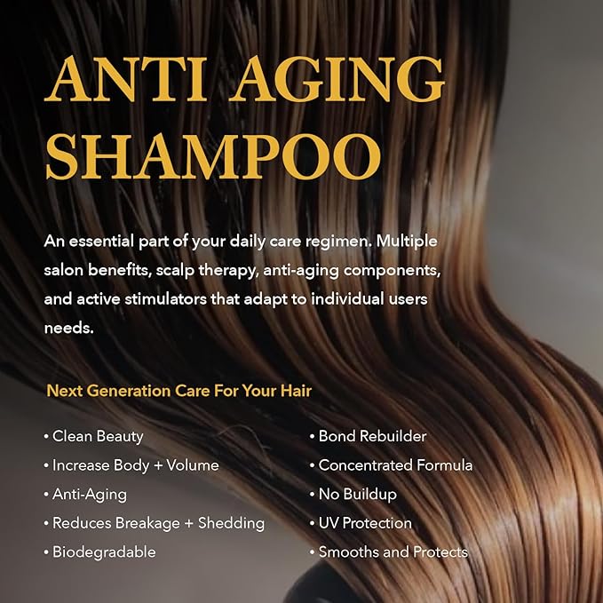 Sulfate-Free Salon-Grade Anti-Aging Moisturizing Shampoo, Hypoallergenic Scalp & Hair Growth Formula, For All Hair Types - Paraben Free, Gluten Free, Fragrance Free, 16.9 oz-Velvo Beauty