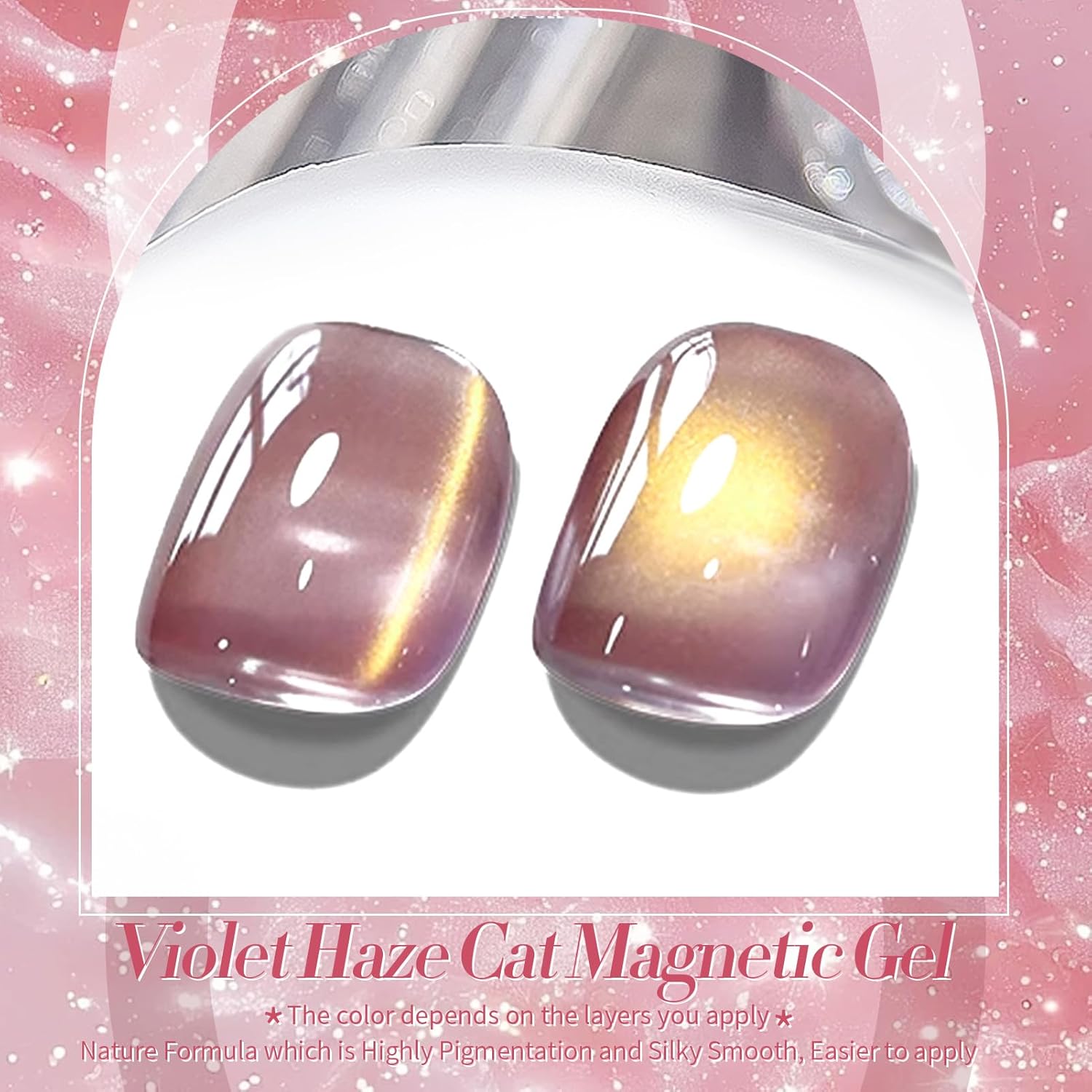 BORN PRETTY Cat Magnetic Eye Gel Nail Polish,Violet haze Jelly Glass Magnetic Gel Polish,Glitter Soak Off Nail Art Salon Manicure Home Gift 15ml-Velvo Beauty