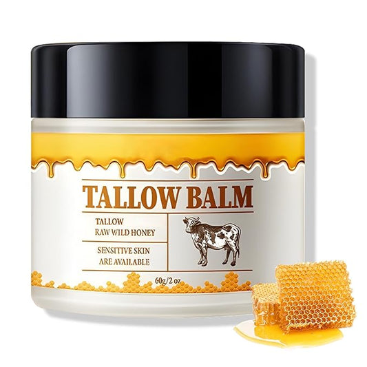 Beef Tallow and Honey Balm for Skin Tallow Face Moisturizer Natural Organic Tallow Honey All body Balm Tallow Body Moisturizer 2 Oz-Velvo Beauty
