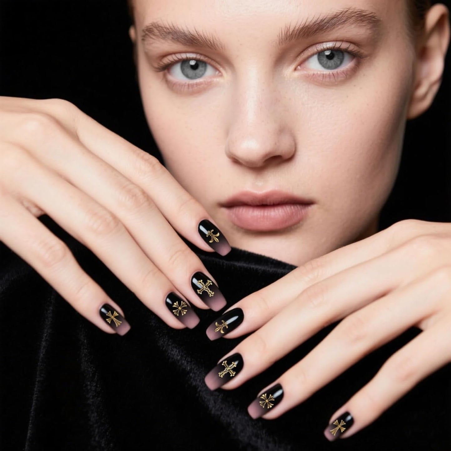 Artdone Nail Art Studs Kit, 3D Gold Cross Nail Charms and Star Gems Bulk Nail Jewels Shiny Crosses for DIY Professional Manicures Decoration-Velvo Beauty