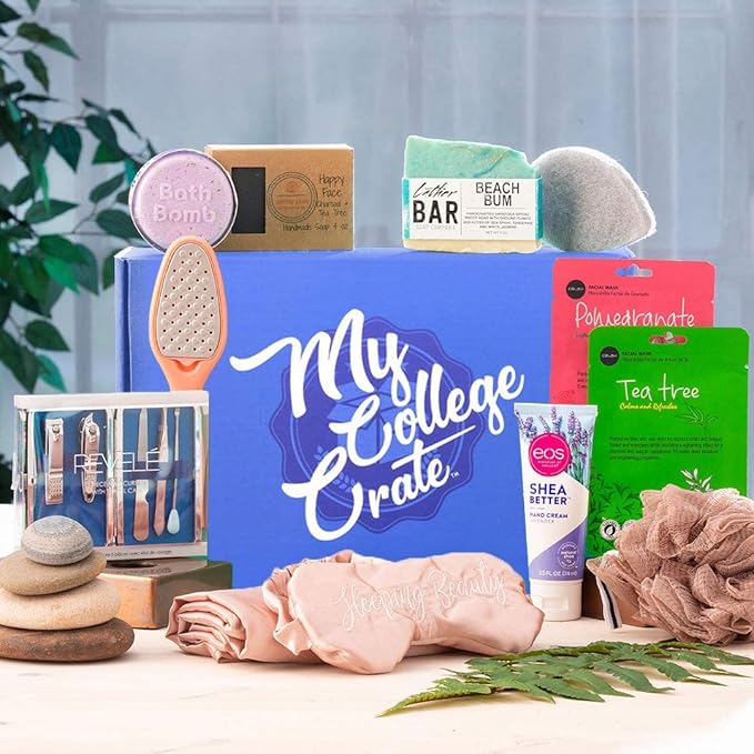 Women's Study Break Gift Box (11 Item Gift Set) Soaps, Lotion, Bath Bomb, Loofah, Face Masks, Foot Care & More - My College Crate-Velvo Beauty
