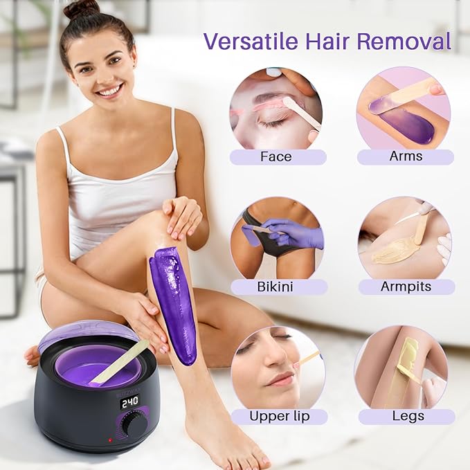 BLITZWAX Brazilian and Bikini Wax Pot for Women, Hard Waxing Warmer for Face, Legs and Body, At Home Hair Removal Machine, Beginner Friendly, Digital Fast Heating, 16oz Capacity-Velvo Beauty