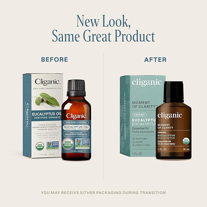 Cliganic Organic Eucalyptus Essential Oil, 100% Pure | Natural Aromatherapy Oil for Diffuser Steam Distilled | Non-GMO Verified (Packaging May Vary)-Velvo Beauty