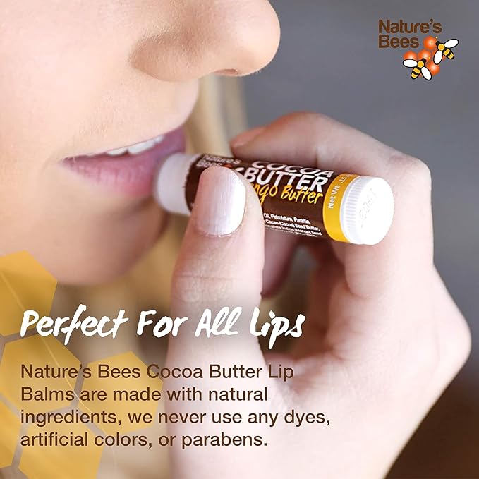 Nature's Bees - Cocoa Butter Lip Balm Moisturizer - Original 96 Pack, 4 Flavors - Original, Shea Butter, Mango Butter, Olive Oil - Made w/Coconut Oil, Beeswax, Vitamin E, Aloe - 0.15oz (4.2g)-Velvo Beauty
