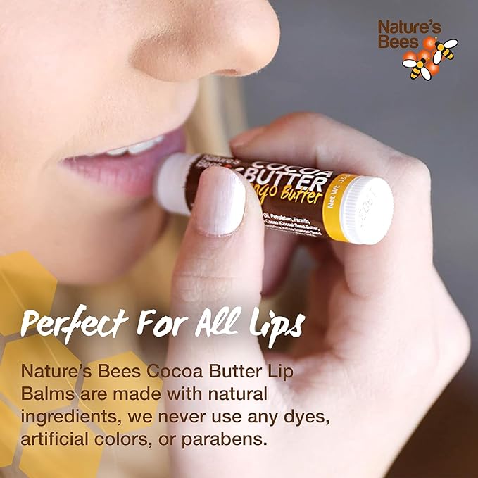 Nature's Bees, Cocoa Butter Flavored Lip Balm Tubes Set Bulk Assortment Chap Treatment Moisturizer For Dry Lips, Original Variety Assortment (Shea Butter, Original, Olive Oil, Mango Butter) - 48 Pack-Velvo Beauty