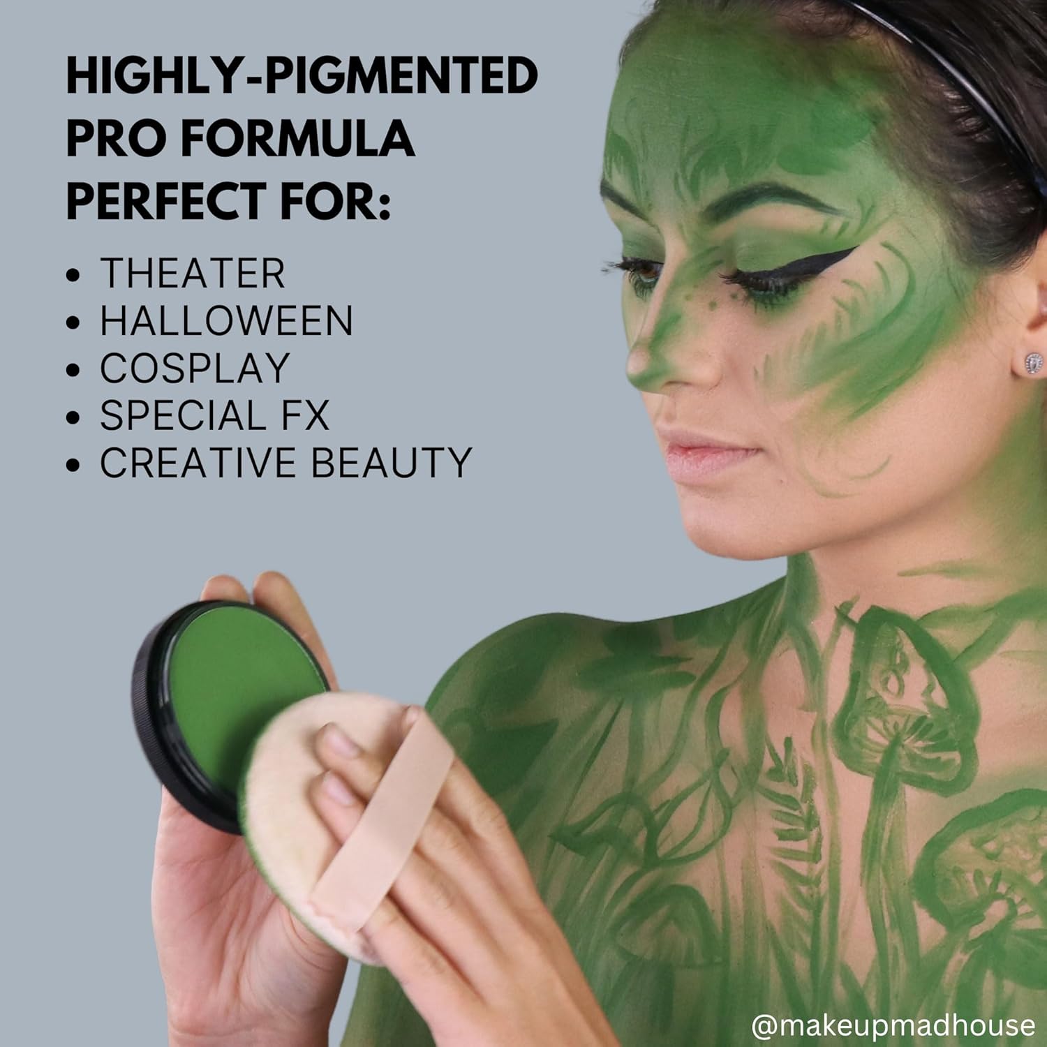 Mehron Makeup StarBlend Cake Makeup | Wet/Dry Pressed Powder Face | Powder Foundation | Black Body and Face Paint 2 oz (56g)-Velvo Beauty