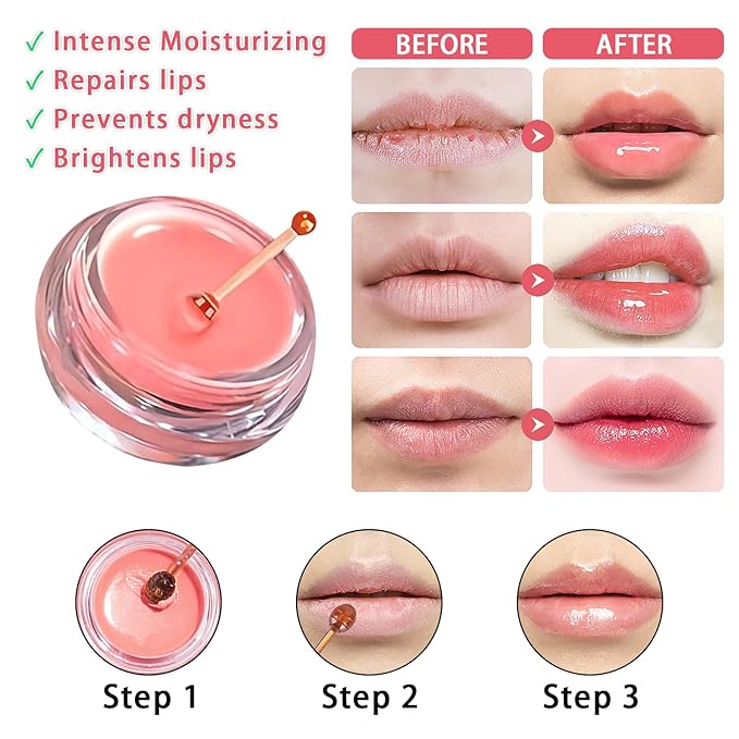 3 PCS Bee Lip Balm Honey Pot, Watermelon & Cherry & Strawberry Lip Mask Overnight Propolis Moisturizing Lip Balm Hydrating Prevention Dry and Crack Lip Scrubs Exfoliator Lip Wrinkle Care (Set C)-Velvo Beauty