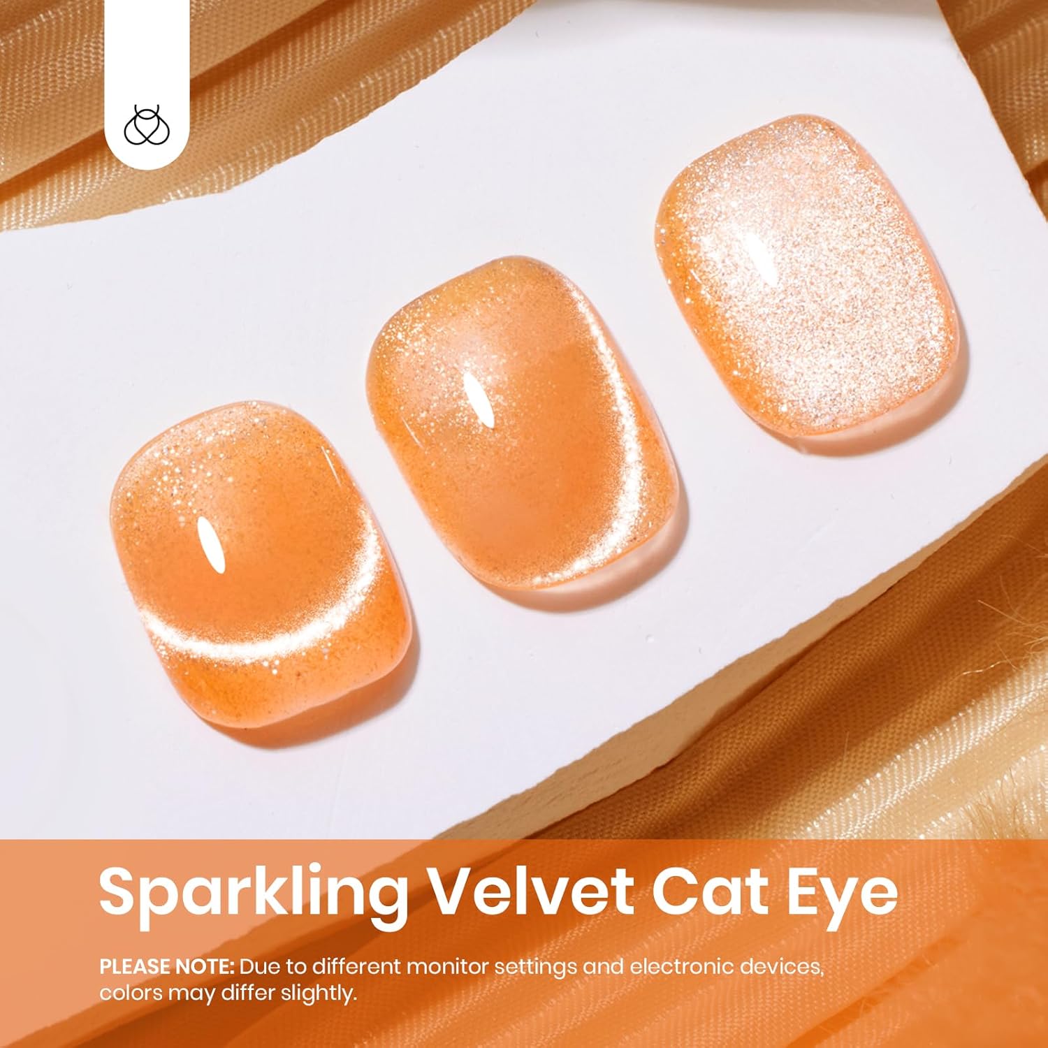 Beetles Orange Cat Eye Gel Polish, 15ML Orange Cat Eye Glitter Gel Polish with Magnet Soak Off UV Shimmer Velvet Gel Twilight Glow Series French Nail Art Design Manicure Gifts for Women-Velvo Beauty