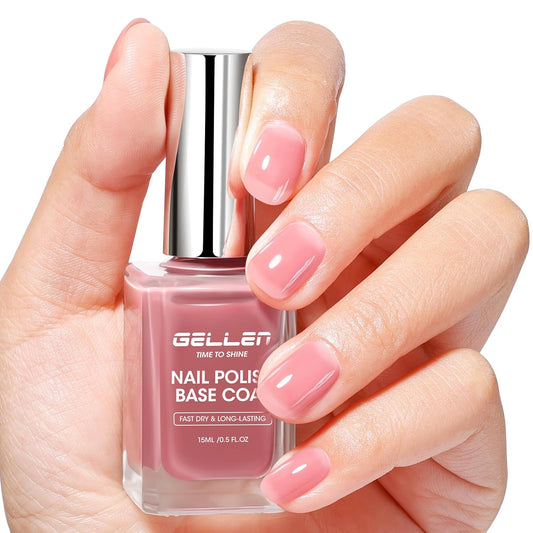 GELLEN 4-In-1 Clear Nail Polish Base Coat Dusty Pink Tint, Sheer Rose Ridge Filler For Nails, Nail Strengthener Concealer, Calcium Formula Smoothes Strengthens Nails, Enhances Natural Look, HEMA Free-Velvo Beauty
