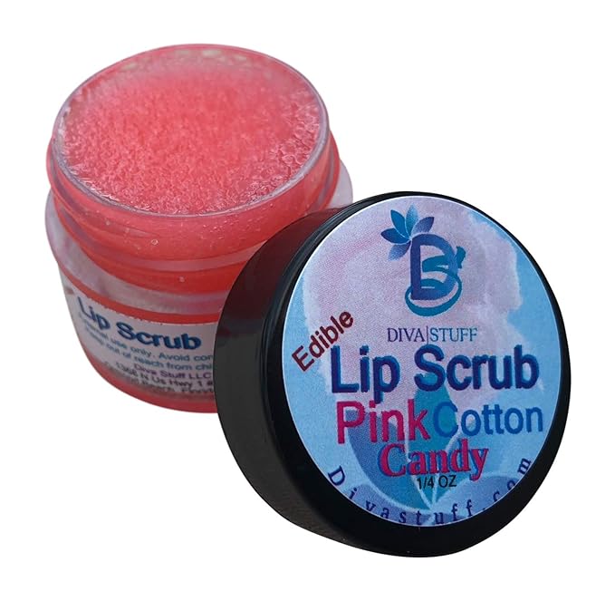 Diva Stuff Ultra Hydrating Lip Scrub for Soft Lips, Gentle Exfoliation, Moisturizer & Conditioner, Pink Cotton Candy – ¼ oz (Made in the USA)-Velvo Beauty