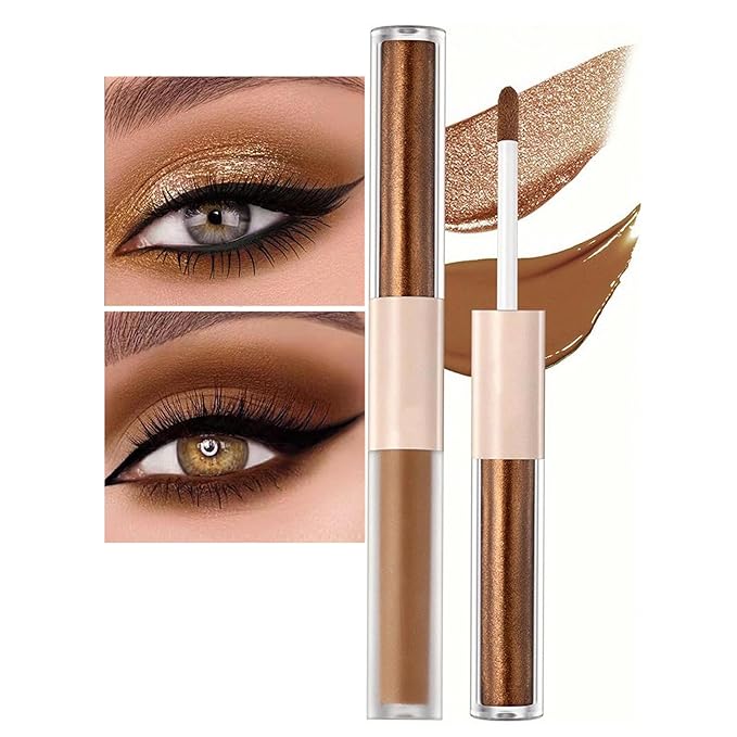 Metallic Brown Liquid Eyeshadow Matte Glitte Eyeshadow Sticks For Eyes Pencil Primer Base Quick Drying Waterproof Long Lasting Highlight Stick Shadow Pen Eye Makeup(#6)-Velvo Beauty