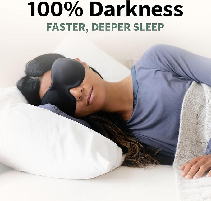 Nidra Contoured Sleep Mask for Side Sleepers – Zero Pressure Fit, Light Blocking Eye Shade for Sleeping & Travel – Blue, Standard Size-Velvo Beauty