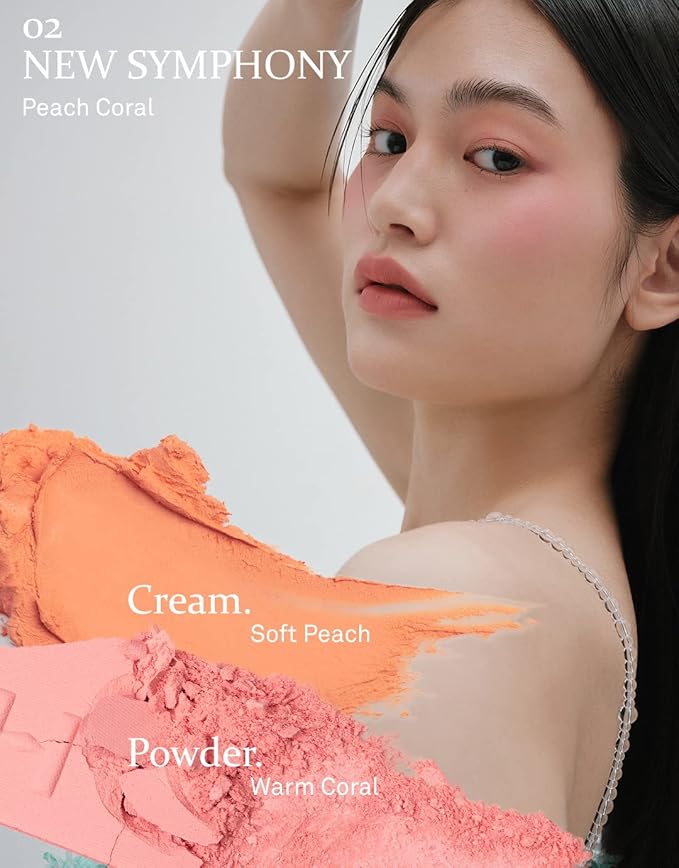 hince True Dimension Layering Cheek - Cream & Pressed Powder 2 Different Shades & Textures - Silky Seamless Long Lasting Blush Makeup - Muted Beige & Elegant Rose Beige (1, NEW SYMPHONY, L002)-Velvo Beauty