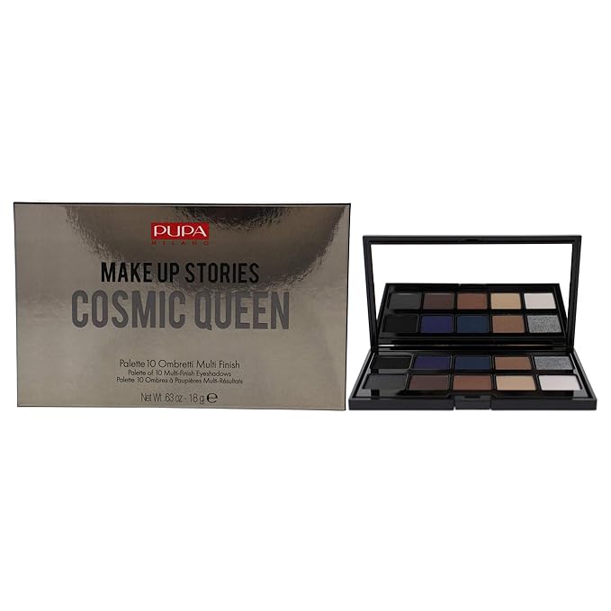 Pupa Milano Make Up Stories Eyeshadow Palette 004 Cosmic Queen - 10-Shade Shadow Collection with Matte, Satin, and Metallic Color Options - High Pigment Formula - Soft, Blendable Texture - 0.63 oz-Velvo Beauty