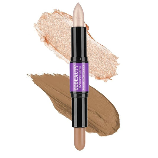 CCbeauty 2-IN-1 Contour Stick Makeup,Cream Shimmer Highlighter Bronzer Stick, Highlighting Contouring Kit, Highlight Concealer Sticks for Face Shaping Make up, Long Lasting & Waterproof-Velvo Beauty