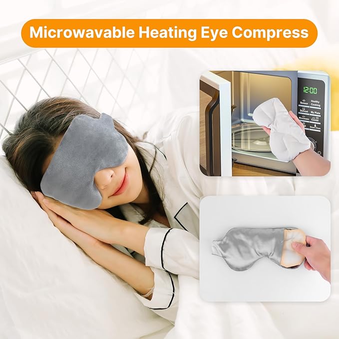 Atsuwell Cooling Eye Mask, Reusable Cold Sleep Eye Compress and Moist Heat for Eye Relaxing, Multipurpose Eye Bag for Dry Eyes with Microwavable Flaxseed Pad, Cold Gel Pad and Silky Cotton Insert-Velvo Beauty