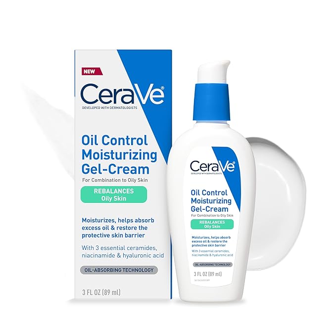 CeraVe Oil Control Moisturizing Gel-Cream, Face Moisturizer for Oily Skin, Niacinamide, Hyaluronic Acid & Oil Absorbing Technology To Rebalance Oily Skin, Non-Comedogenic, Fragrance Free & Oil-Free-Velvo Beauty