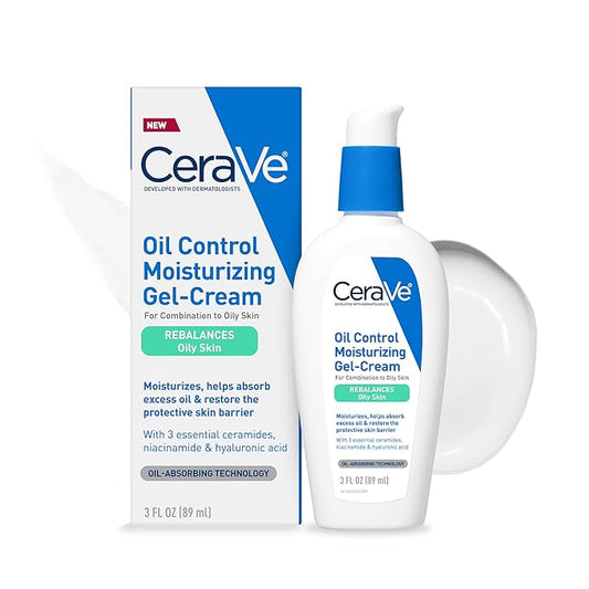 CeraVe Oil Control Moisturizing Gel-Cream, Face Moisturizer for Oily Skin, Niacinamide, Hyaluronic Acid & Oil Absorbing Technology To Rebalance Oily Skin, Non-Comedogenic, Fragrance Free & Oil-Free-Velvo Beauty