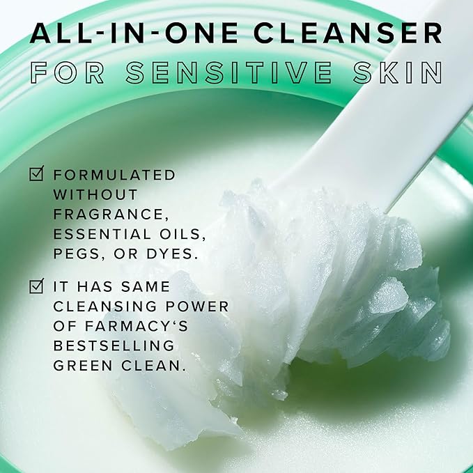 Farmacy Makeup Remover Cleansing Balm - Clearly Clean Sensitive Skin Makeup Remover + Oil Based Cleanser - Gentle Exfoliating Double Cleanser - Melts From Balm to Milky Lather - Fragrance Free (100ml)-Velvo Beauty