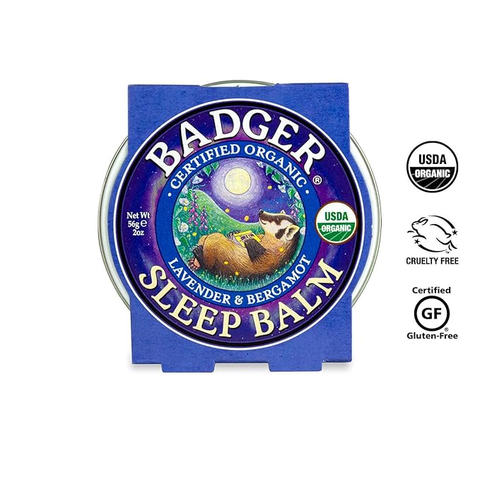 Badger - Sleep Balm, Lavender & Bergamot, Natural Sleep Balm, Scented Relaxing Balm for Children and Adults, Calming Night Balm, Organic Sleep Balm, 2 oz-Velvo Beauty