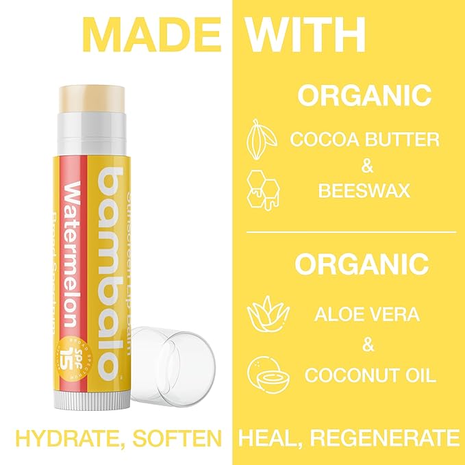 4-Pack Variety SPF 15 Lip Balm - Organic Ingredients, Broad Spectrum UVA/UVB Protection - Hydrating & Moisturizing, USA Made-Velvo Beauty