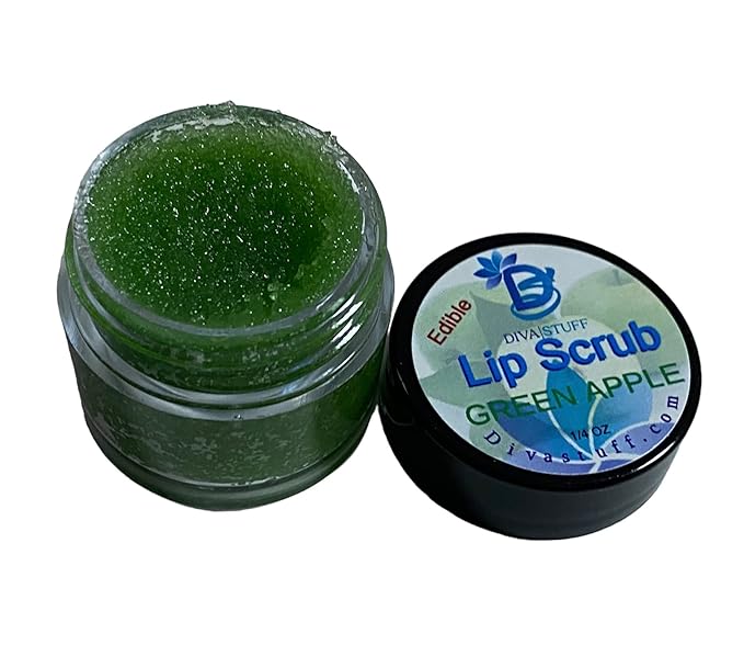 Diva Stuff Ultra Hydrating Lip Scrub for Soft Lips, Gentle Exfoliation, Moisturizer & Conditioner, ¼ oz - Made in the USA (Green Apple)-Velvo Beauty
