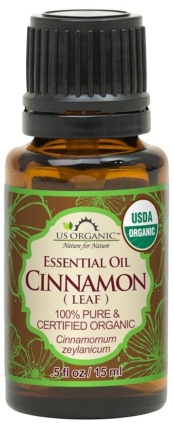 US Organic 100% Pure Cinnamon Leaf Essential Oil - USDA Certified Organic, Steam Distilled - W/Euro Dropper (More Size Variations Available) (15 ml / .5 fl oz)-Velvo Beauty