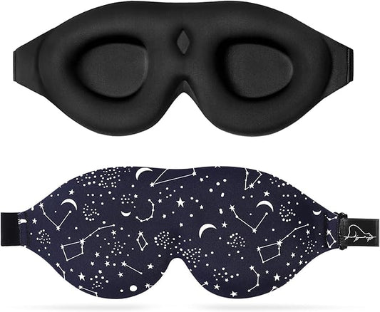 ALASKA BEAR Sleep Mask Women Men with Molded Eye Cups, Well-Contoured 3 D Extra-Plush Soft Memory Foam Blackout Eye Mask Zero Pressure on Eyelids & Eyelashes w Earplugs Set - Silent Night Stars-Velvo Beauty