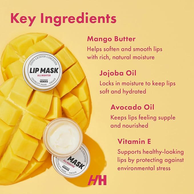 Handmade Heroes 100% Natural Coconut Lip Exfoliator & Lip Mask Gift Set - Gentle Exfoliant Sugar Lip Polish & Moisturizer for Chapped & Dry Lips-Velvo Beauty