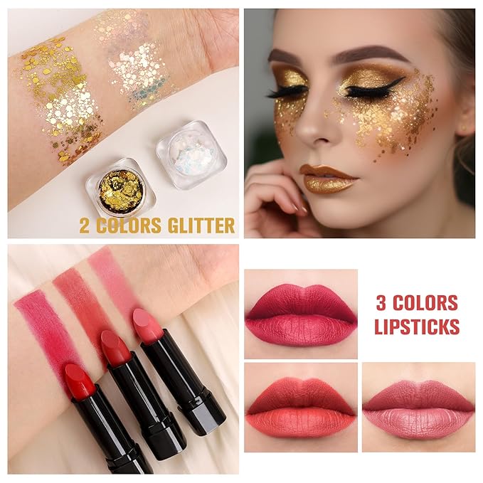 Professional Makeup Kit for Women Girl Full Kit with Mirror 60 Colors All in One Make up Gift Set Included Eyeshadow,Blusher,Highlighter,Compact Powder,Brow Powder,Lipstick,Glitter,Eyeliner,Mascara 01-Velvo Beauty