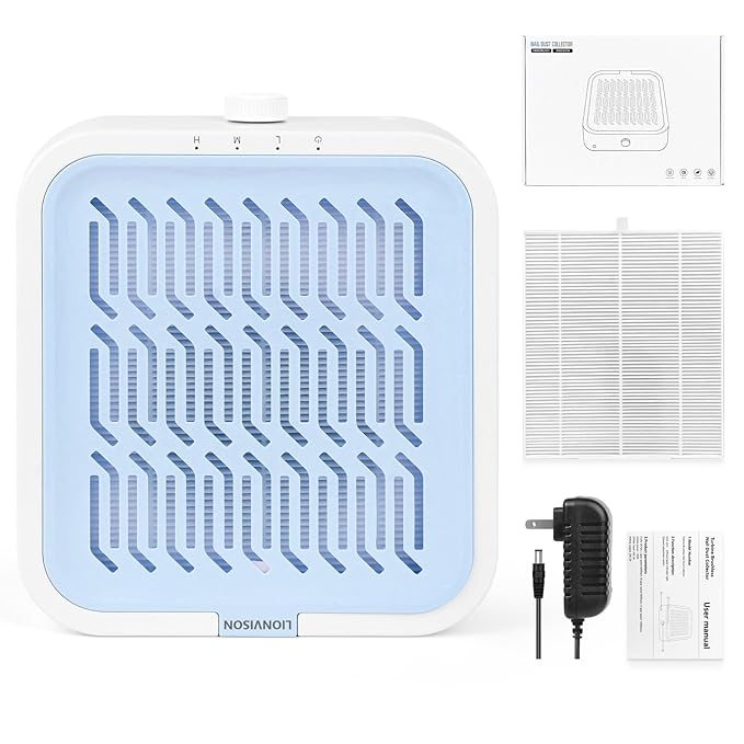 LIONVISON Nail Dust Collector for Salons: Manicure Pedicure Tool for Beginners DIY Nail Tech With Reusable Filter-Velvo Beauty