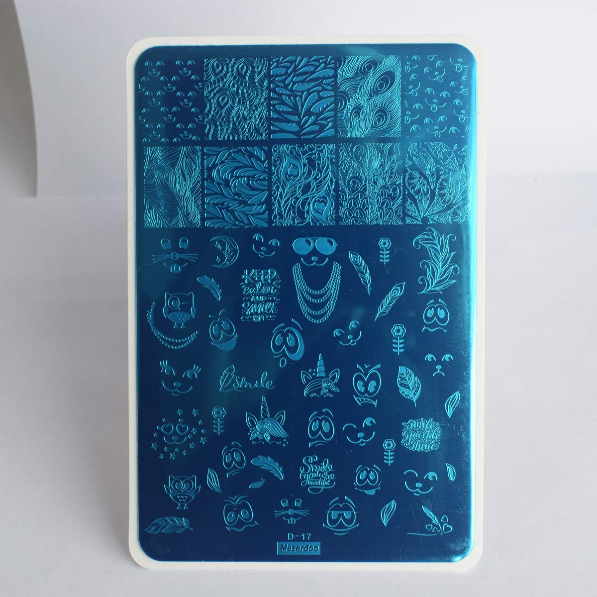 2Pcs Snakeskin Pattern Nail Stamping Template Cute Facial Expression Feather Nail Design Stamping Plate Skull Leopard Nail Art Image Plate 14.5×9.5cm Stainless Steel Nail Stencil Tools-Velvo Beauty